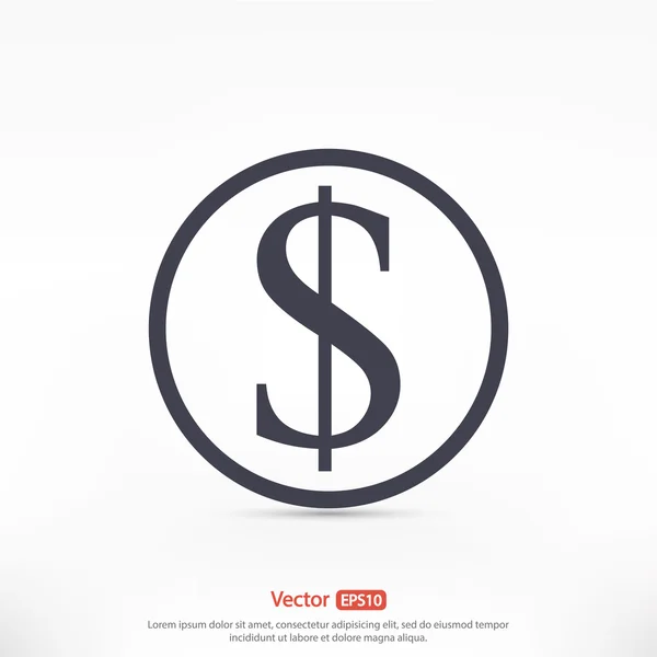 Icône argent, Style design plat — Image vectorielle
