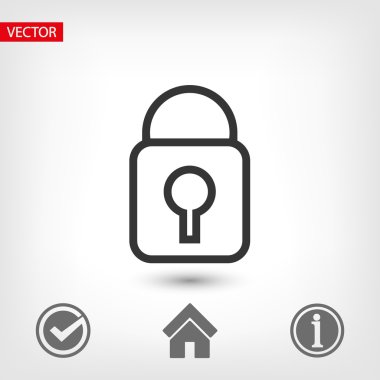 Kilit simgesi, düz tasarım stili