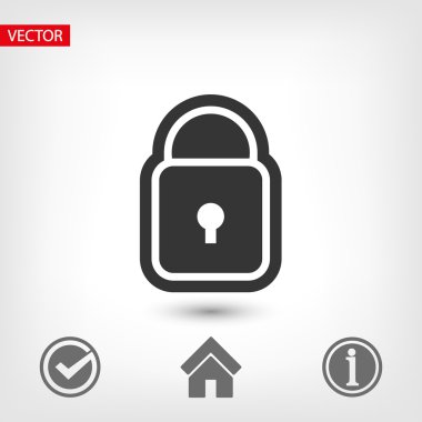 Kilit simgesi, düz tasarım stili