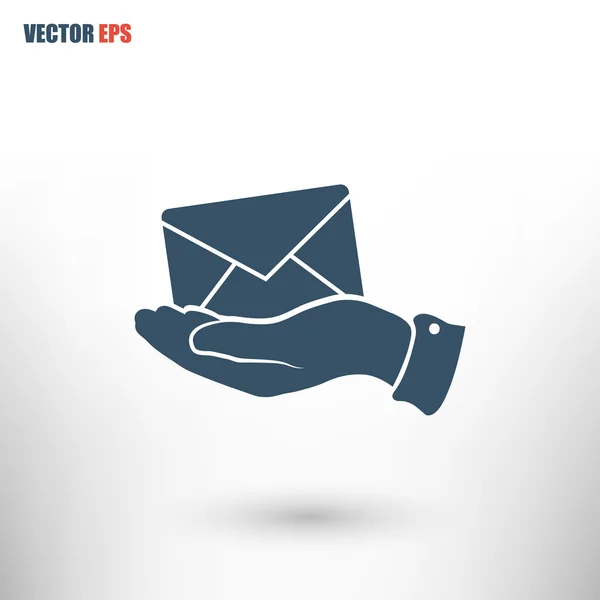 E-mail v ruce ikonu — Stockový vektor