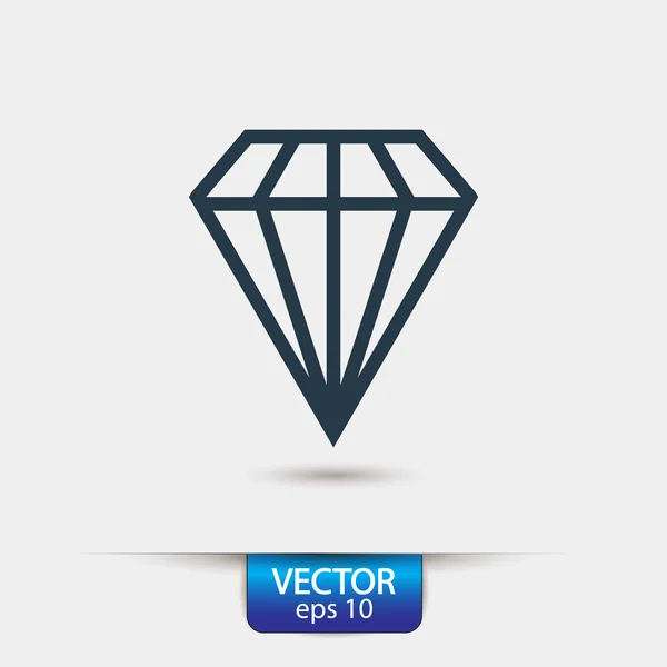 Diamante ícone de design plano — Vetor de Stock