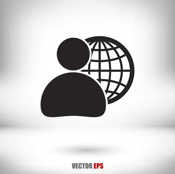 Negocios globales, icono del hombre de negocios — Vector de stock