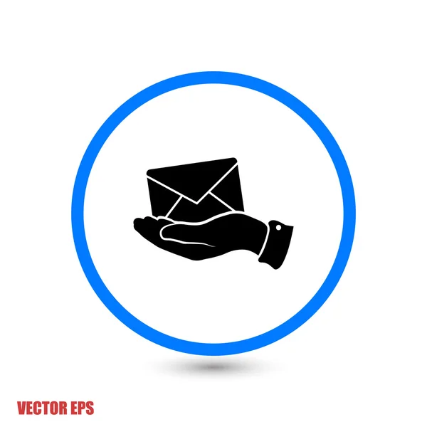 E-Mail en icono de la mano — Vector de stock