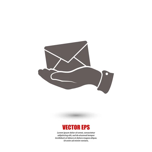 Иконка электронной почты в руке — стоковый вектор