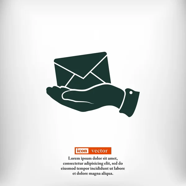 E-Mail en icono de la mano — Archivo Imágenes Vectoriales
