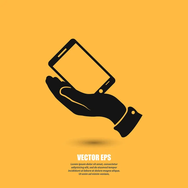 Smartphone dans l'icône de la main — Image vectorielle