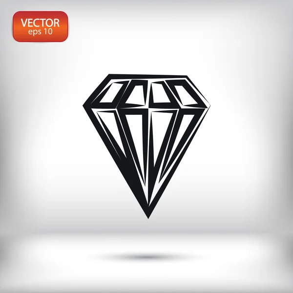 Diamante ícone de design plano — Vetor de Stock