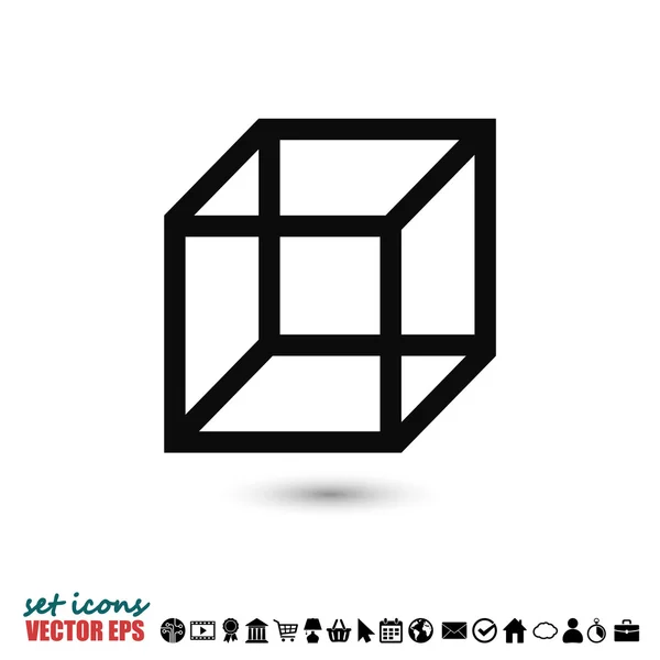 Icône cube design plat — Image vectorielle