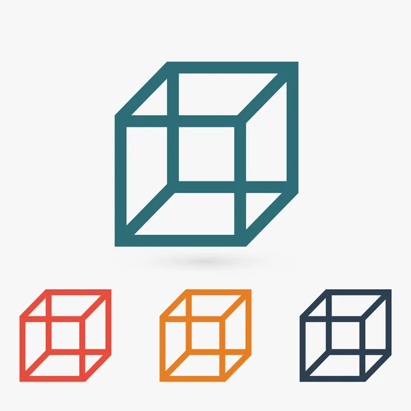 Icona cubo design piatto — Vettoriale Stock