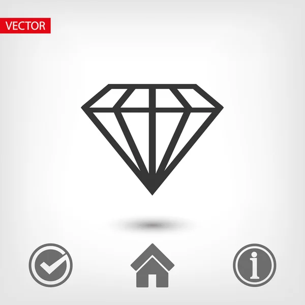 Diamant platte ontwerp pictogram — Stockvector