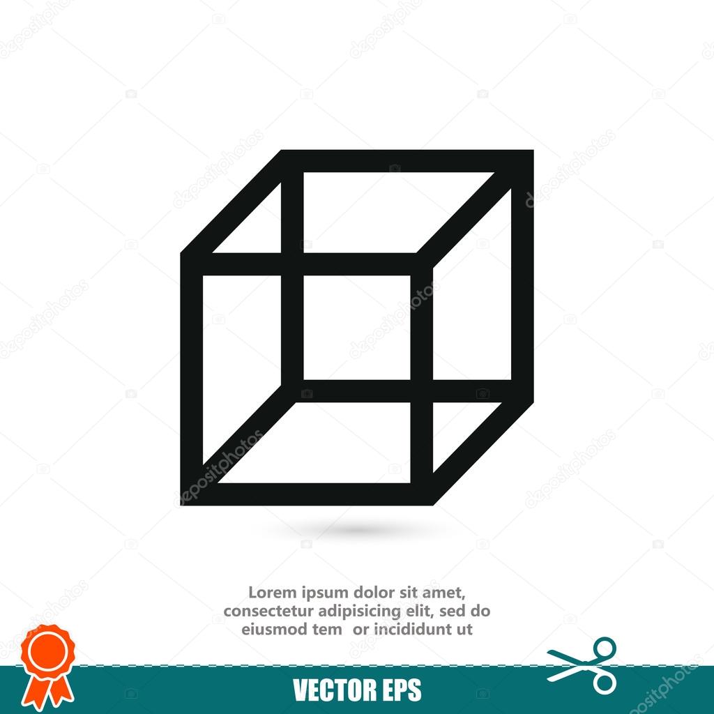 Flat design cube icon