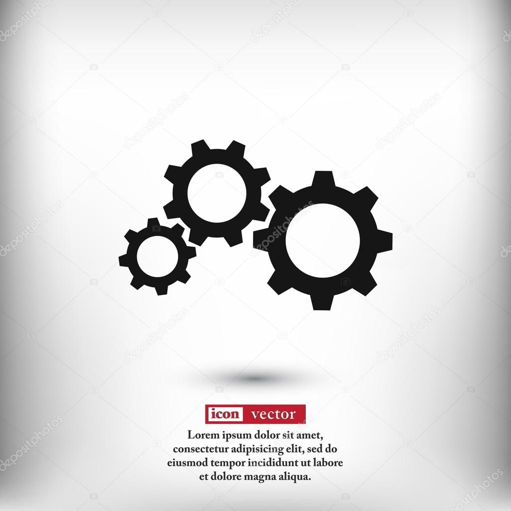 Gears icon, Flat design style