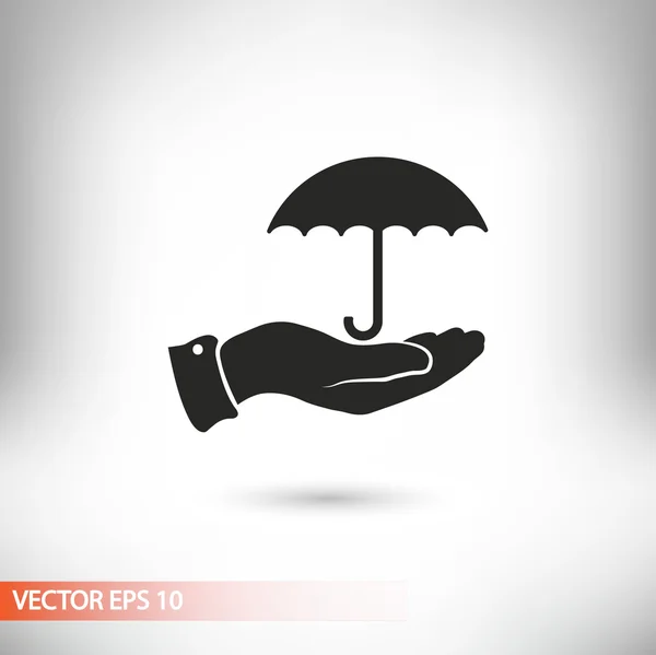 Guarda-chuva com ícone de mão —  Vetores de Stock