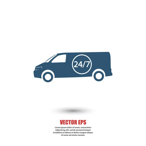 Coche 24 horas icono de entrega — Vector de stock