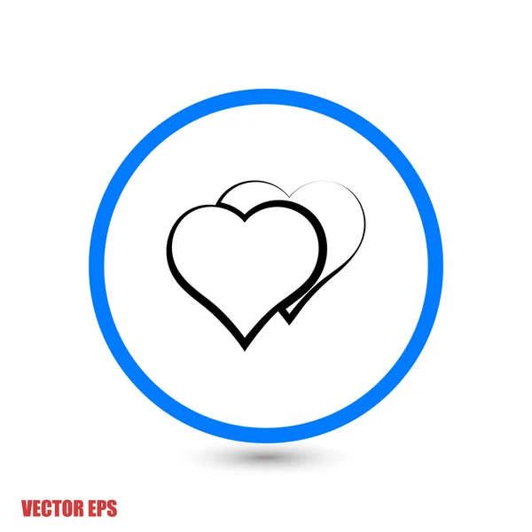 Icono de corazones, diseño plano — Vector de stock