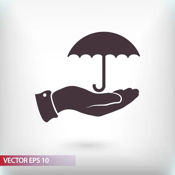 Guarda-chuva com ícone de mão — Vetor de Stock