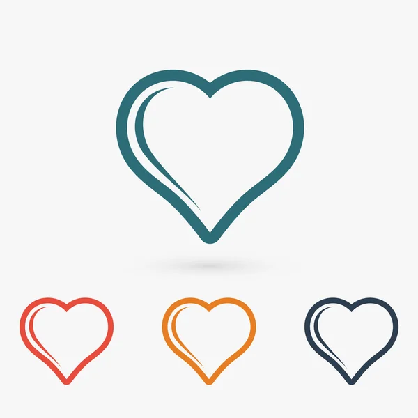 Hjärta ikon, platt design — Stock vektor
