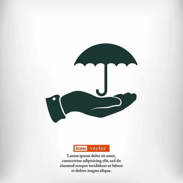 Paraplu met handpictogram — Stockvector