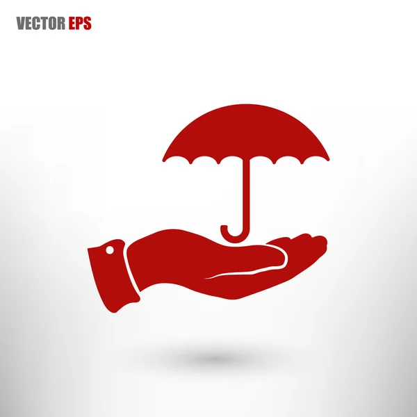 Regenschirm mit Handsymbol — Stockvektor