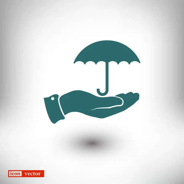 Paraguas con icono de mano — Archivo Imágenes Vectoriales
