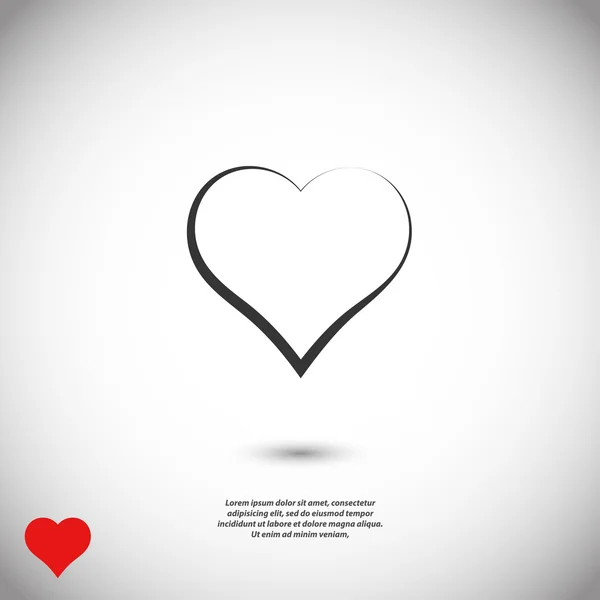 Hjärta ikon, platt design — Stock vektor