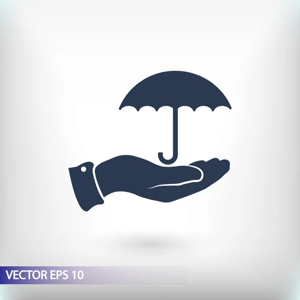 Umbrella with hand icon — Stock Vector