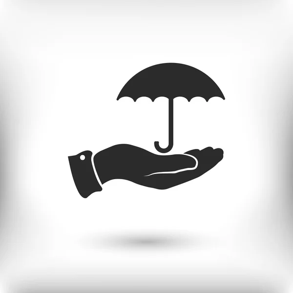 Umbrella with hand icon — Stock Vector