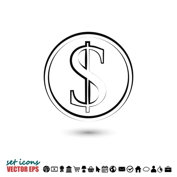 Icône signe dollar . — Image vectorielle