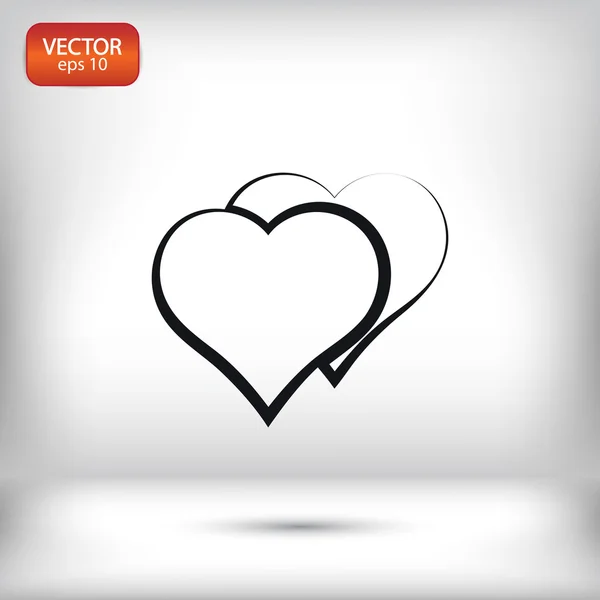 Ícone de corações, design plano — Vetor de Stock