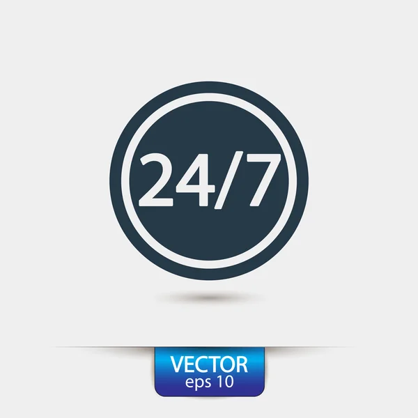 24 uur per dag en 7 dagen per week — Stockvector