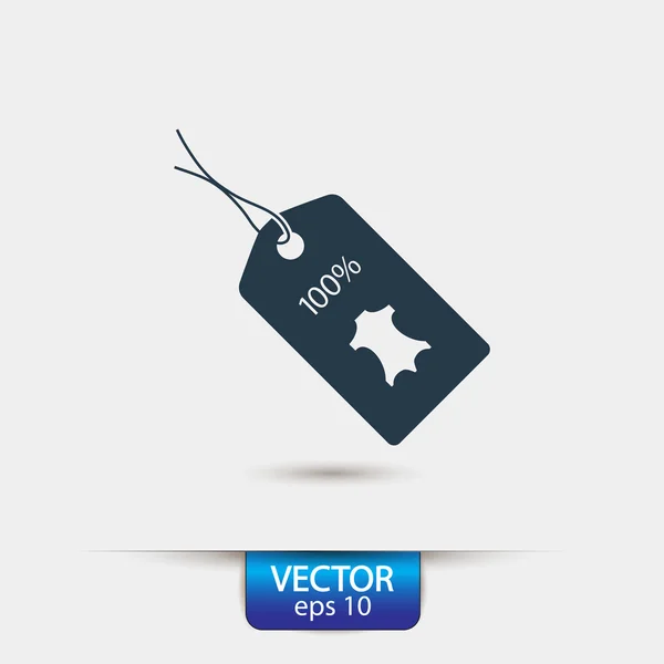 100% icono de etiqueta de cuero — Vector de stock