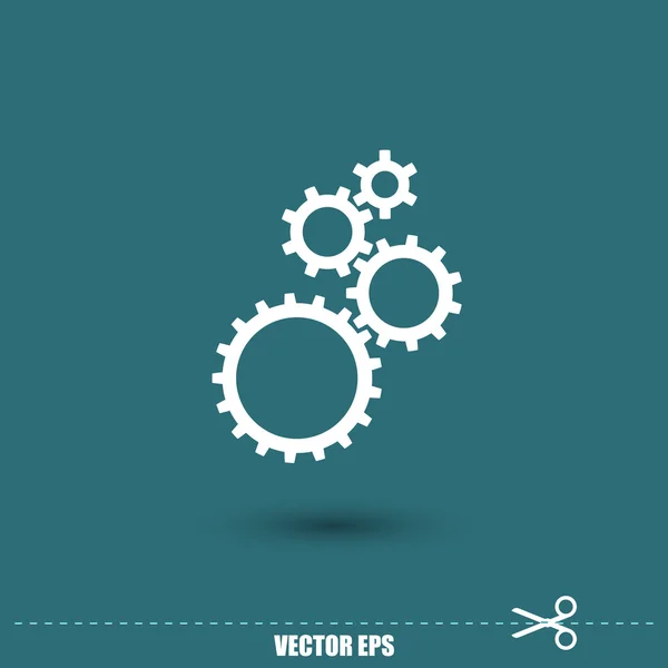 Gears pictogram, platte ontwerpstijl — Stockvector