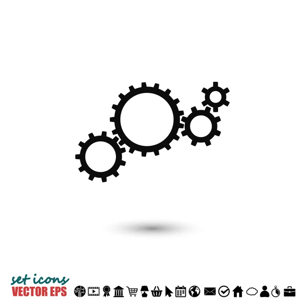 Gears pictogram, platte ontwerpstijl — Stockvector