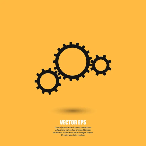 Gears pictogram, platte ontwerpstijl — Stockvector