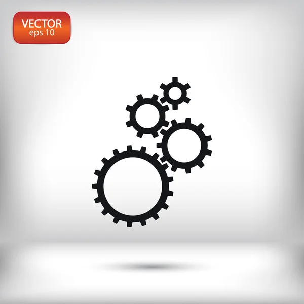 Gears pictogram, platte ontwerpstijl — Stockvector