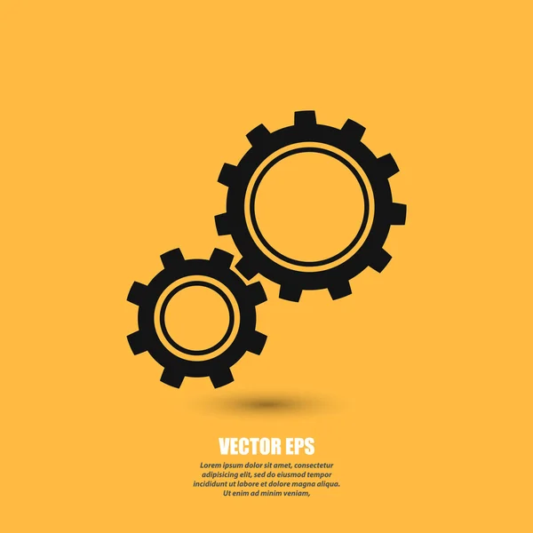 Gears pictogram, platte ontwerpstijl — Stockvector