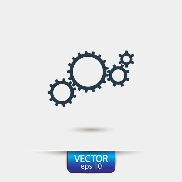 Gears pictogram, platte ontwerpstijl — Stockvector