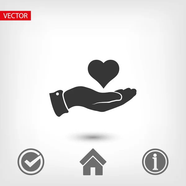 Hart in de hand pictogram — Stockvector