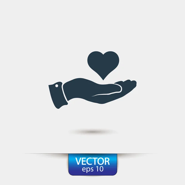 Corazón en la mano icono — Archivo Imágenes Vectoriales