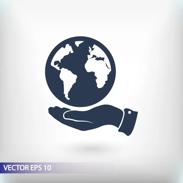 Ikon Globe dengan tangan - Stok Vektor