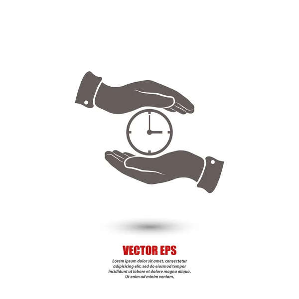Pictograma ceas pe pictograma mâini — Vector de stoc