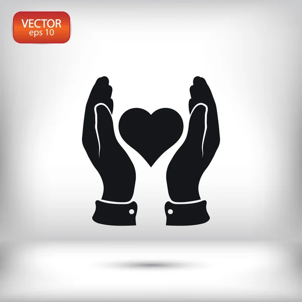 Corazón en las manos icono — Vector de stock