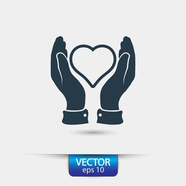 Serce w ręce ikona — Wektor stockowy