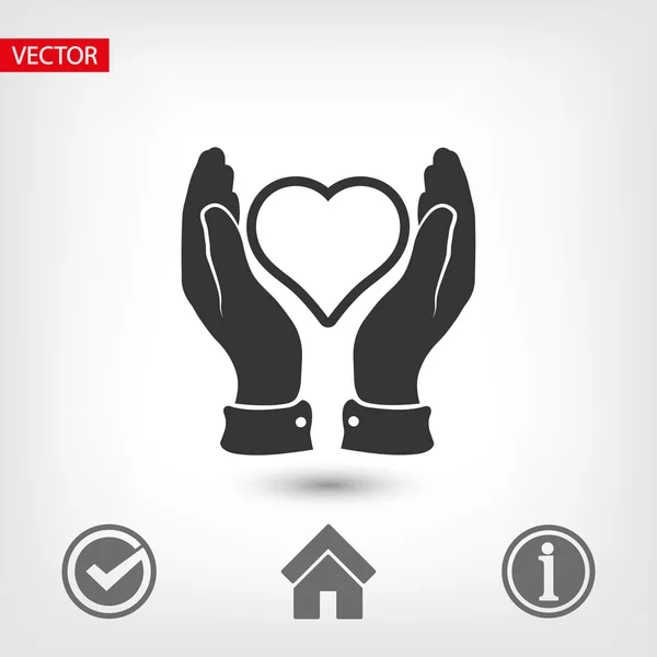 Corazón en las manos icono — Vector de stock