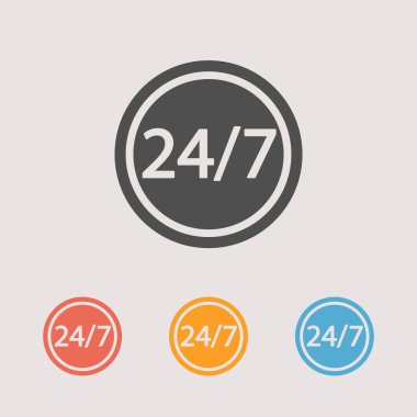 24 saat ve 7 gün bir hafta simgesi.