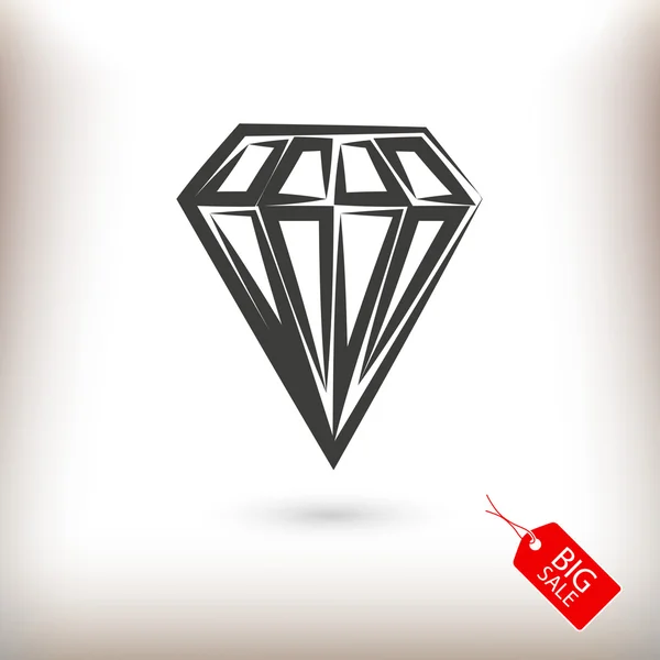 Diamant icône design plat — Image vectorielle