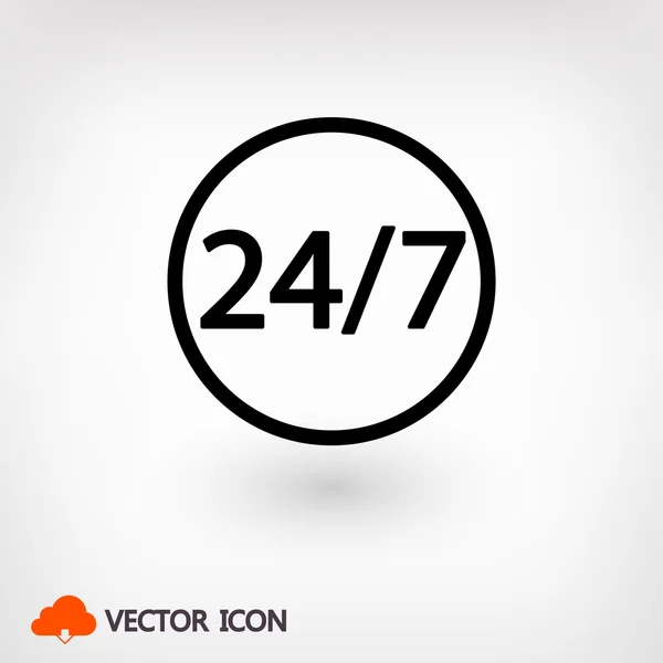 24 uur en 7 dagen een week-pictogram. — Stockvector