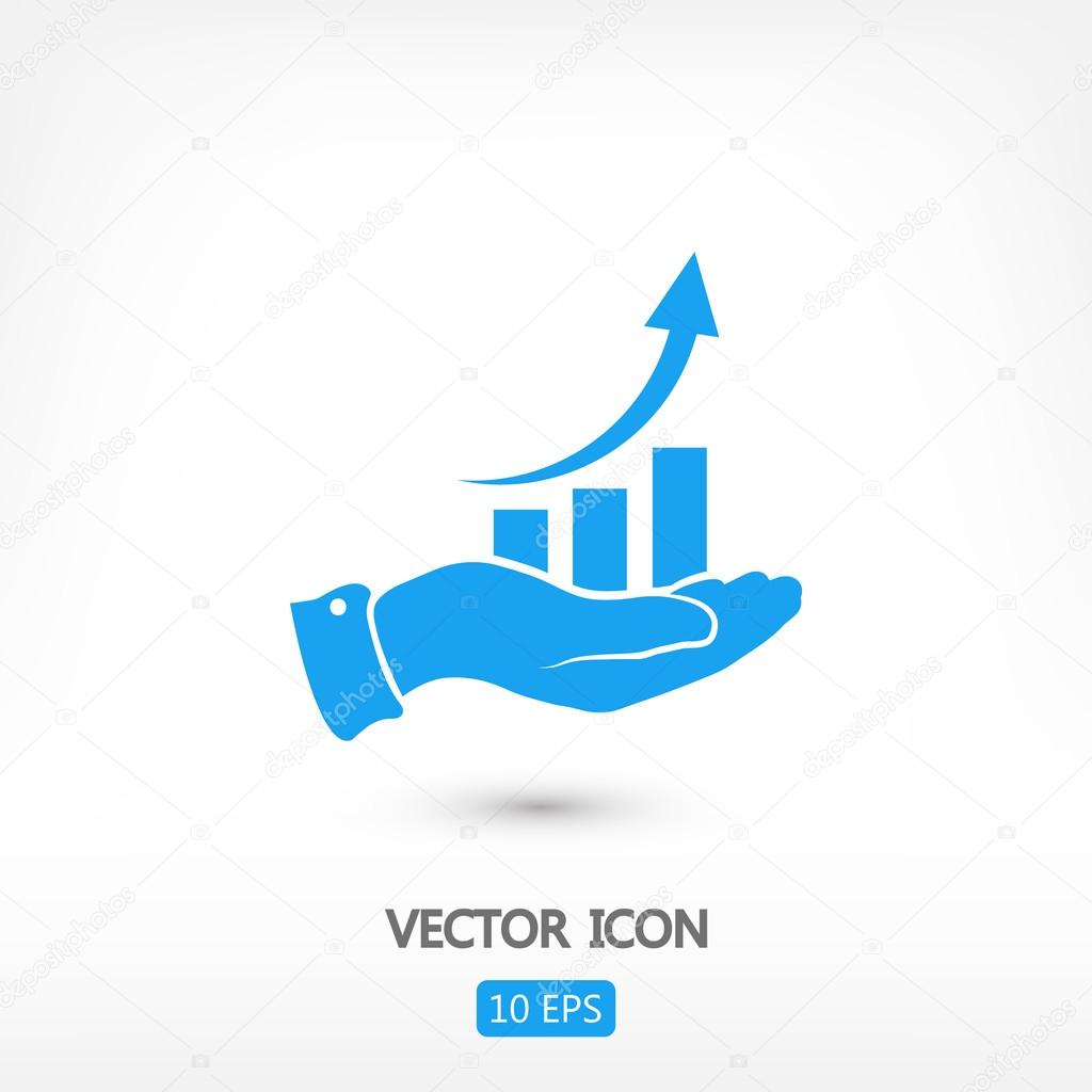 Chart icon with hand