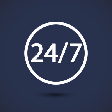 24 saat ve 7 gün bir hafta simgesi.