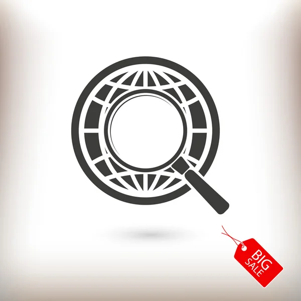 Earth with magnifying glass search icon — Stock Vector